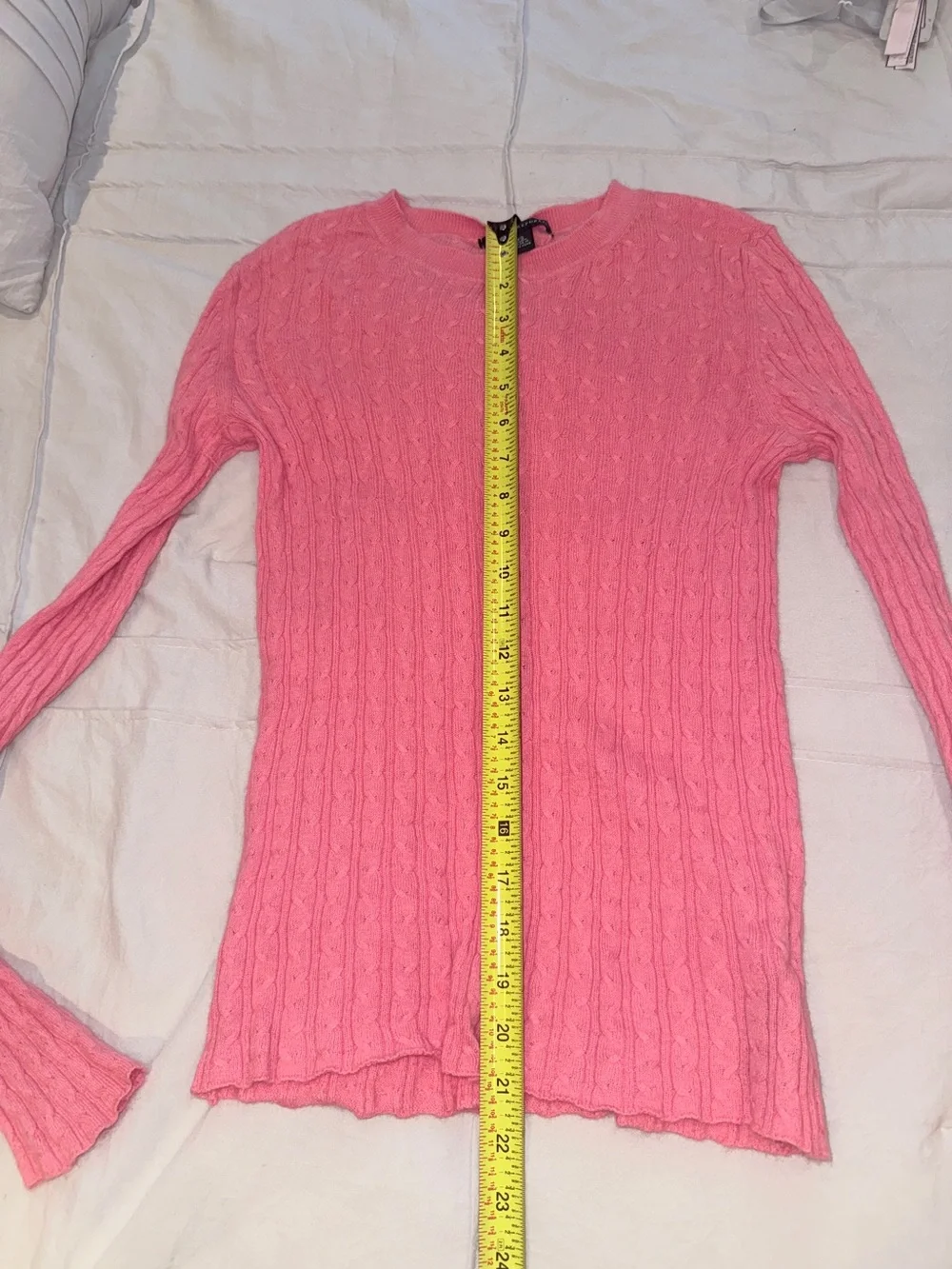 Banana Republic Coral Cable-Knit Crewneck Sweater